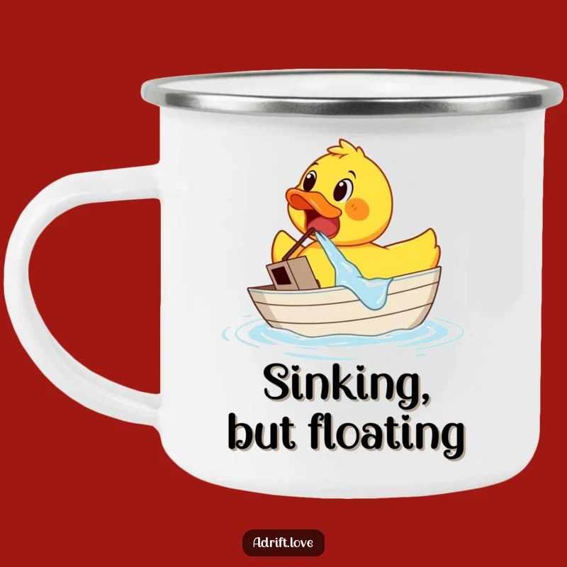 Funny Rubber Duck Sinking Boat Camping Mug: Adventure Humor