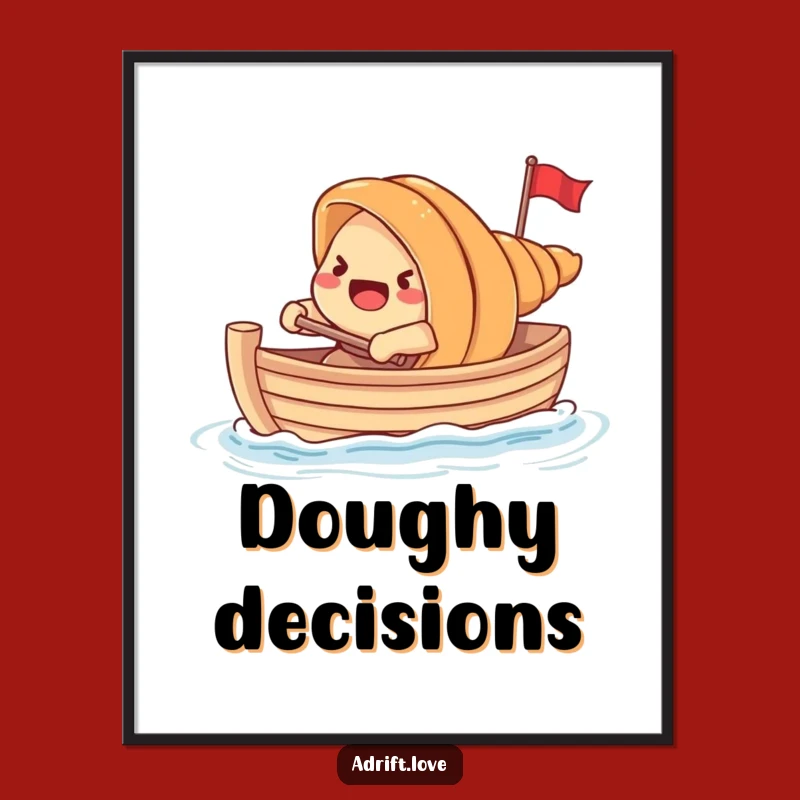 Funny Croissant Rowing Boat Digital Art: Hilarious Breakfast Decor