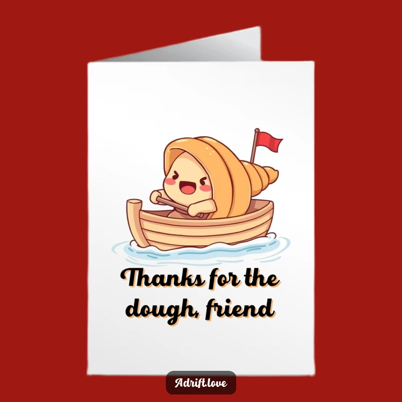 Funny Free Printable Thank You Card: Croissant Rowing Boat - Pastry Gratitude Downloadable