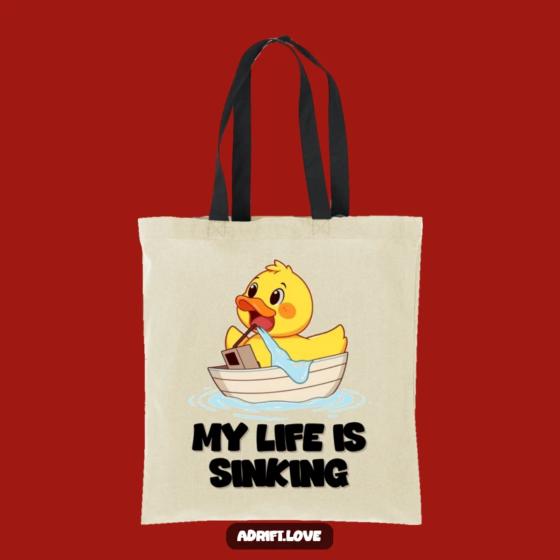 Funny Rubber Duck Sinking Boat Tote Bag: Carry Your Laughs Everywhere